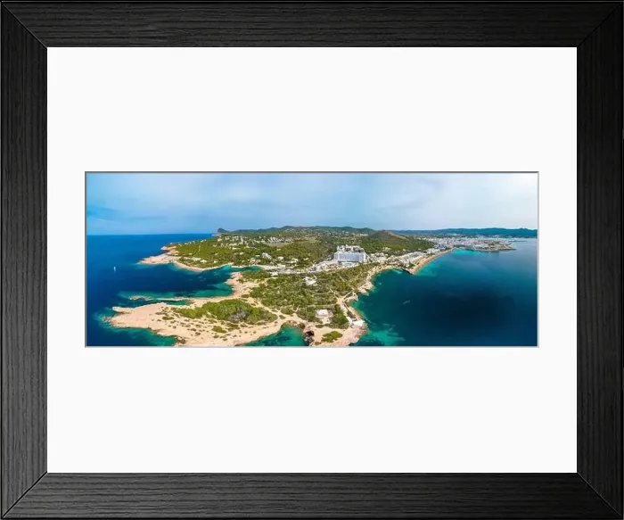 Framed Print : Cala Gracio and Calo el Moro beach on Ibiza island, Spain, aerial views Framed Print : Cala Gracio and Calo el Moro beach on Ibiza island, Spain, aerial views