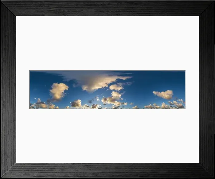 Framed Print : Dark blue sunset sky panorama with Cumulus clouds Framed Print : Dark blue sunset sky panorama with Cumulus clouds