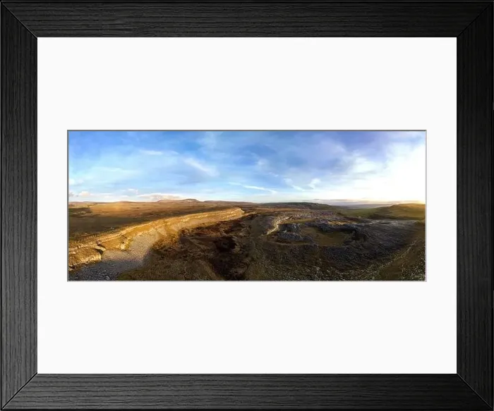 Framed Print : Limestone pavement panoramic drone aerials # of Crummock Dale near Austwick, North Yorkshire Framed Print : Limestone pavement panoramic drone aerials # of Crummock Dale near Austwick, North Yorkshire