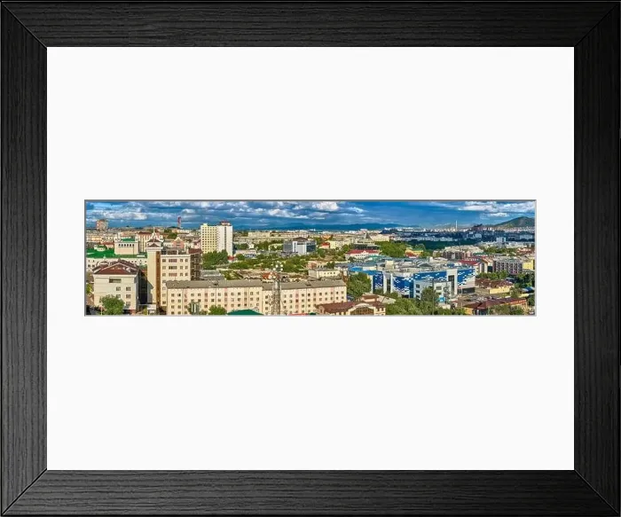 Framed Print : Ulan-Ude, Russia - July 20, 2022: Panoramic view from the height of the city in summer on a bright sunny day Framed Print : Ulan-Ude, Russia - July 20, 2022: Panoramic view from the height of the city in summer on a bright sunny day