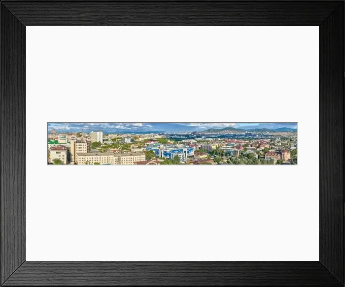 Framed Print : Ulan-Ude, Russia - July 20, 2022: Panoramic view from the height of the city in summer on a bright sunny day Framed Print : Ulan-Ude, Russia - July 20, 2022: Panoramic view from the height of the city in summer on a bright sunny day