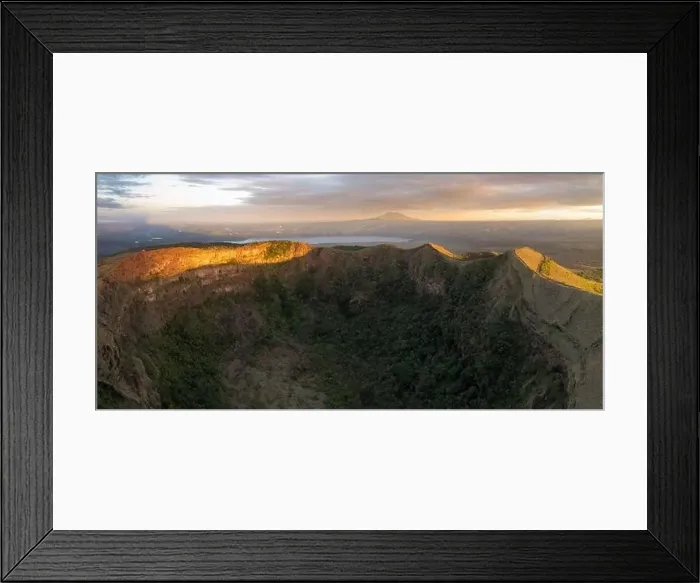 Framed Print : Panoramic view on Santiago crater in Nicaragua aerial drone view on sunset light Framed Print : Panoramic view on Santiago crater in Nicaragua aerial drone view on sunset light