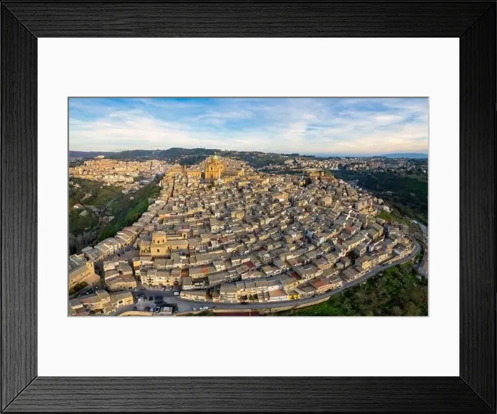 Framed Print : Houses in the Medieval town of Piazza Armerina, Enna, Sicily, Italy - Aerial View Cityscape Cathedral on top Framed Print : Houses in the Medieval town of Piazza Armerina, Enna, Sicily, Italy - Aerial View Cityscape Cathedral on top