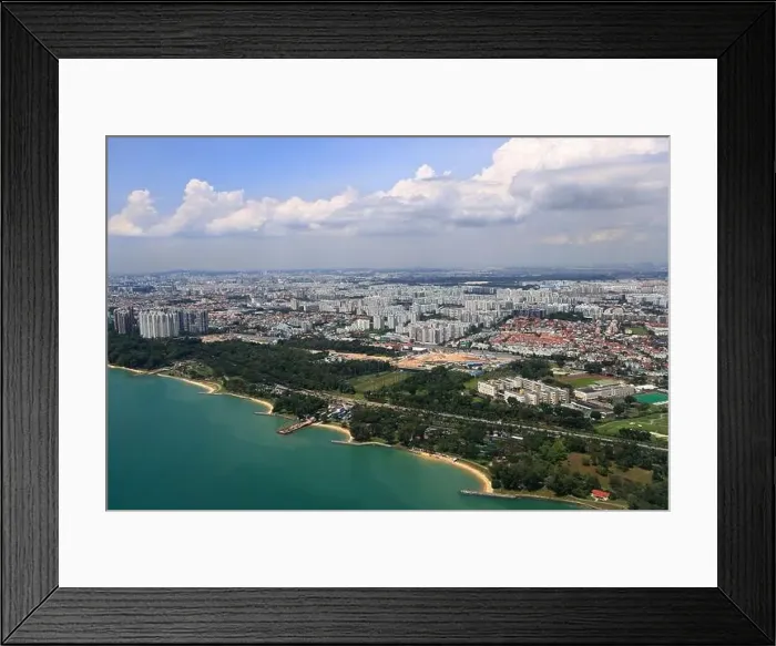 Framed Print : Aerial view of the Singapore, Panorama of Singapore downtown, High angle view of residential area of Singapore Framed Print : Aerial view of the Singapore, Panorama of Singapore downtown, High angle view of residential area of Singapore