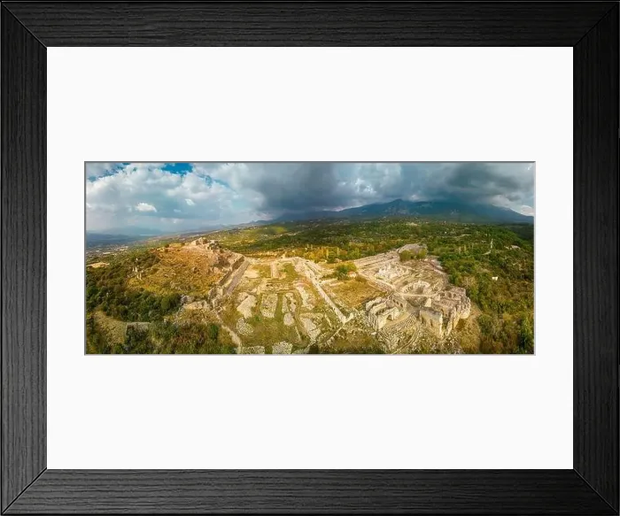 Framed Print : Drone view over Tlos ruins and tombs, an ancient Lycian city near the town of Seydikemer, Mugla, Turkey Framed Print : Drone view over Tlos ruins and tombs, an ancient Lycian city near the town of Seydikemer, Mugla, Turkey