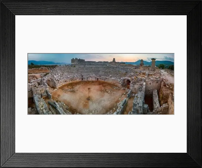 Framed Print : Drone view over Ruins of ancient Lycian city of Xanthos with remained impressive monumental tombs Framed Print : Drone view over Ruins of ancient Lycian city of Xanthos with remained impressive monumental tombs