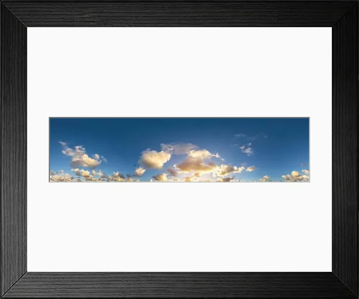 Framed Print : Dark blue sunset sky panorama with Cumulus clouds Framed Print : Dark blue sunset sky panorama with Cumulus clouds
