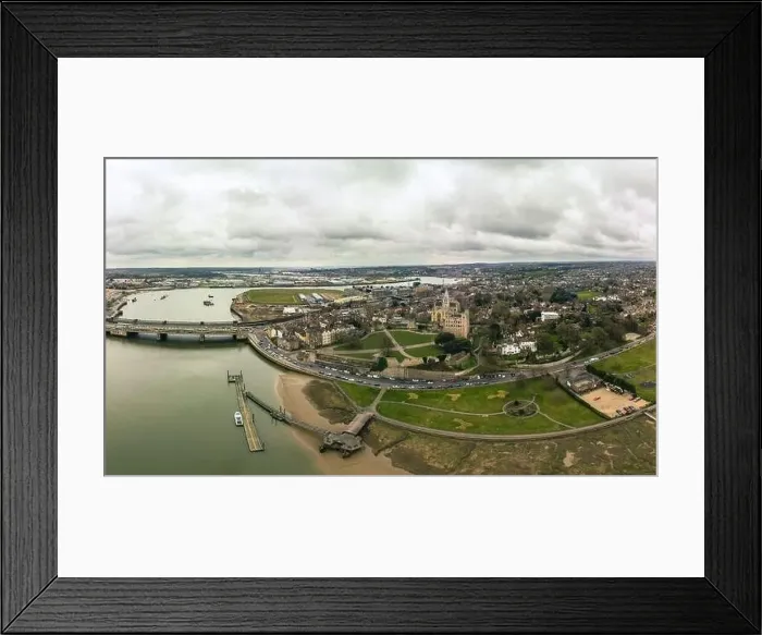 Framed Print : Aerial drone view to Rochester cathedral and castle Framed Print : Aerial drone view to Rochester cathedral and castle
