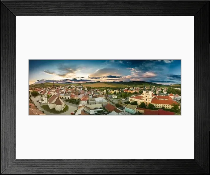 Framed Print : Aerial drone view of Podolinec, the town near Stara Lubovna, Slovakia, during sunset Framed Print : Aerial drone view of Podolinec, the town near Stara Lubovna, Slovakia, during sunset