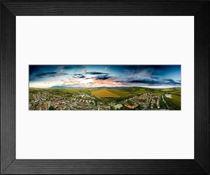 Framed Print : Aerial drone view of Podolinec, the town near Stara Lubovna, Slovakia, during sunset Framed Print : Aerial drone view of Podolinec, the town near Stara Lubovna, Slovakia, during sunset