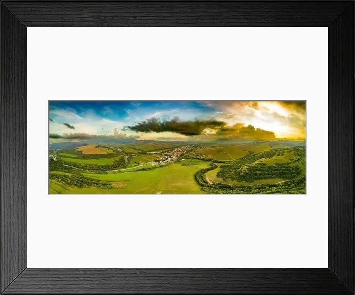 Framed Print : Aerial drone view of Podolinec, the town near Stara Lubovna, Slovakia, during sunset Framed Print : Aerial drone view of Podolinec, the town near Stara Lubovna, Slovakia, during sunset