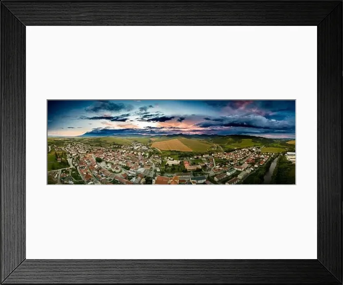 Framed Print : Aerial drone view of Podolinec, the town near Stara Lubovna, Slovakia, during sunset Framed Print : Aerial drone view of Podolinec, the town near Stara Lubovna, Slovakia, during sunset