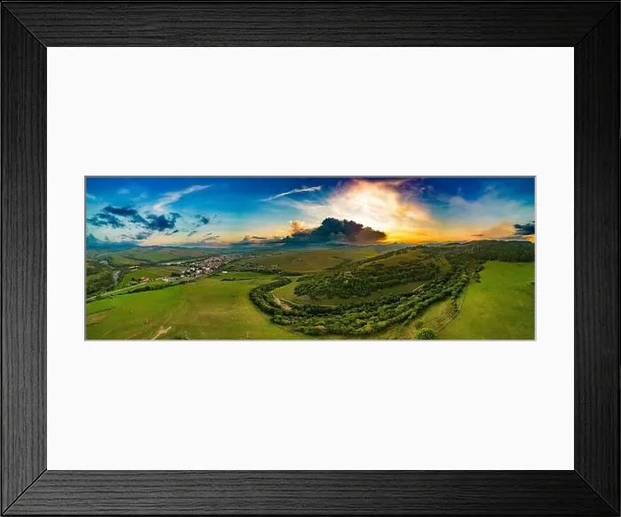 Framed Print : Aerial drone view of Podolinec, the town near Stara Lubovna, Slovakia, during sunset Framed Print : Aerial drone view of Podolinec, the town near Stara Lubovna, Slovakia, during sunset