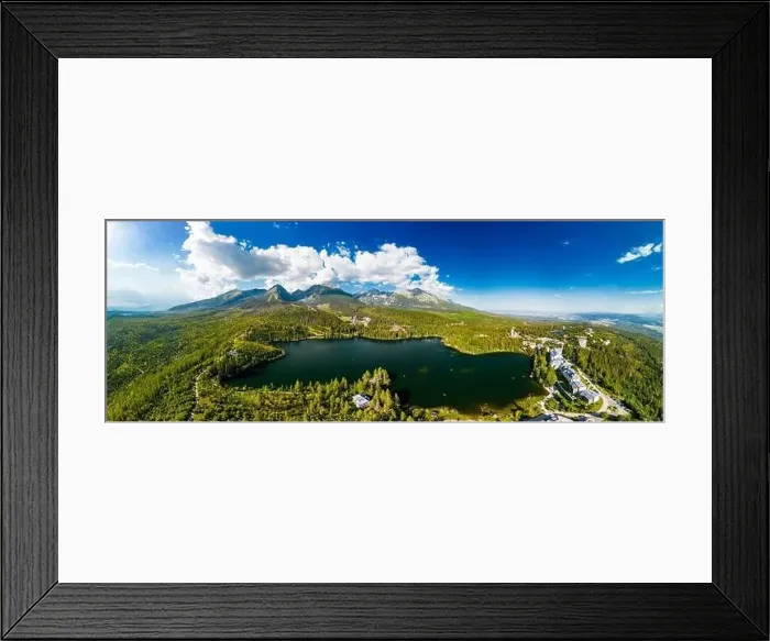 Framed Print : Aerial view of a wonderful mountain lake in National Park High Tatra, Strbske Pleso, Slovakia Framed Print : Aerial view of a wonderful mountain lake in National Park High Tatra, Strbske Pleso, Slovakia