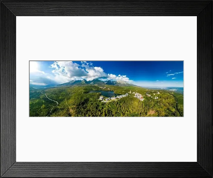 Framed Print : Aerial view of a wonderful mountain lake in National Park High Tatra, Strbske Pleso, Slovakia Framed Print : Aerial view of a wonderful mountain lake in National Park High Tatra, Strbske Pleso, Slovakia