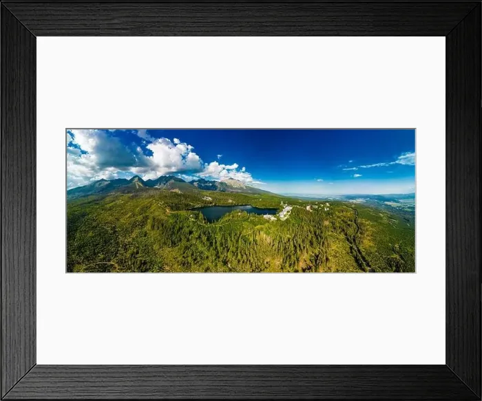 Framed Print : Aerial view of a wonderful mountain lake in National Park High Tatra, Strbske Pleso, Slovakia Framed Print : Aerial view of a wonderful mountain lake in National Park High Tatra, Strbske Pleso, Slovakia