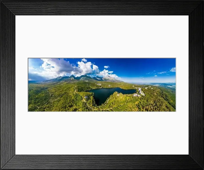 Framed Print : Aerial view of a wonderful mountain lake in National Park High Tatra, Strbske Pleso, Slovakia Framed Print : Aerial view of a wonderful mountain lake in National Park High Tatra, Strbske Pleso, Slovakia