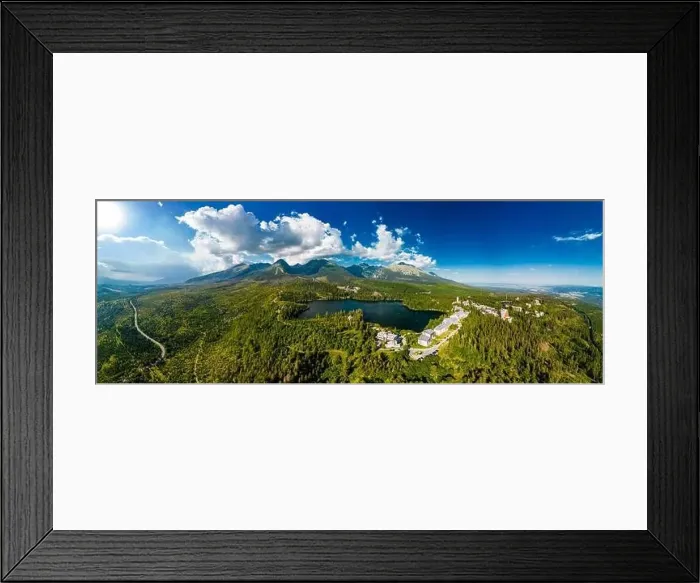 Framed Print : Aerial view of a wonderful mountain lake in National Park High Tatra, Strbske Pleso, Slovakia Framed Print : Aerial view of a wonderful mountain lake in National Park High Tatra, Strbske Pleso, Slovakia