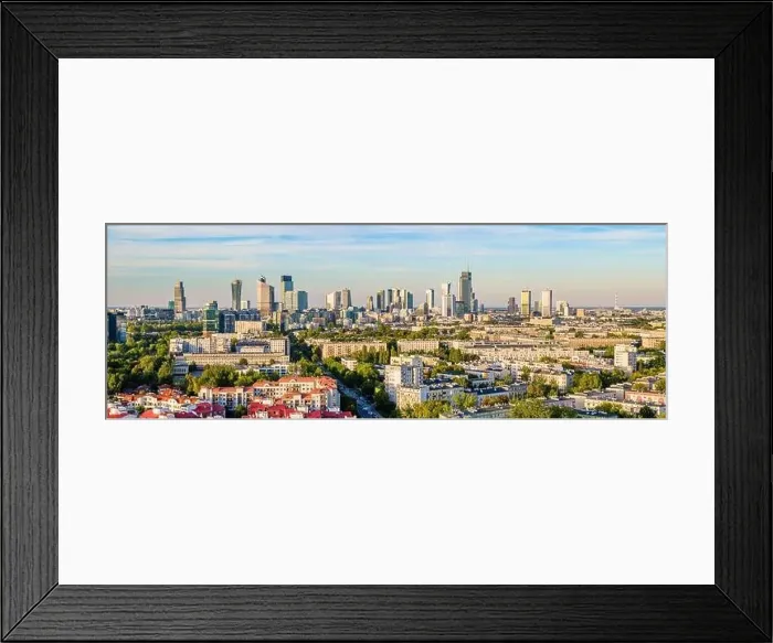 Framed Print : Warsaw skyline aerial landscape, view from Szczesliwice district at dusk Framed Print : Warsaw skyline aerial landscape, view from Szczesliwice district at dusk