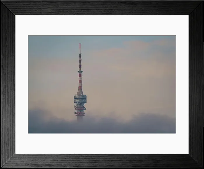 Framed Print : Tv tower in Pecs, Hungary with cloudy sky Framed Print : Tv tower in Pecs, Hungary with cloudy sky