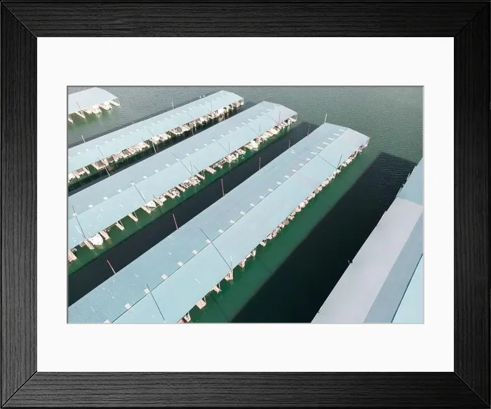 Framed Print : Aerial top down view of boat dock and yacht port Framed Print : Aerial top down view of boat dock and yacht port