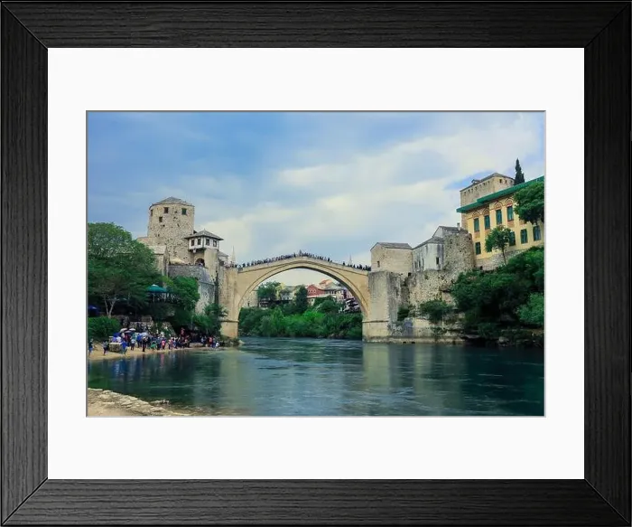 Framed Print : Panoramic View to the Spring and Green cityscape of Mostar, Bosnia and Herzegovina Framed Print : Panoramic View to the Spring and Green cityscape of Mostar, Bosnia and Herzegovina
