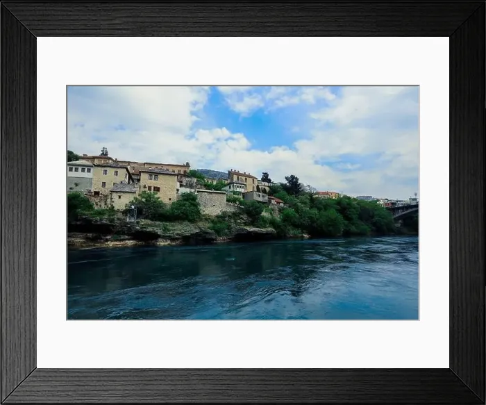 Framed Print : Panoramic View to the Spring and Green cityscape of Mostar, Bosnia and Herzegovina Framed Print : Panoramic View to the Spring and Green cityscape of Mostar, Bosnia and Herzegovina