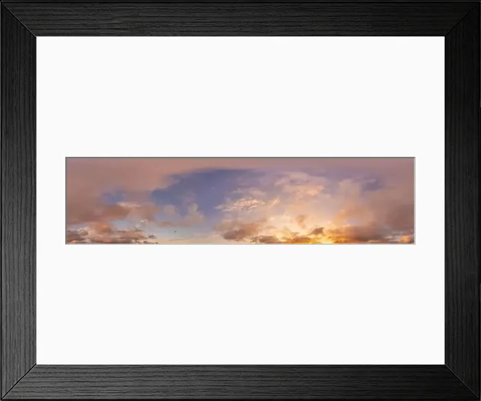 Framed Print : Dark blue sunset sky panorama with pink Cumulus clouds Framed Print : Dark blue sunset sky panorama with pink Cumulus clouds