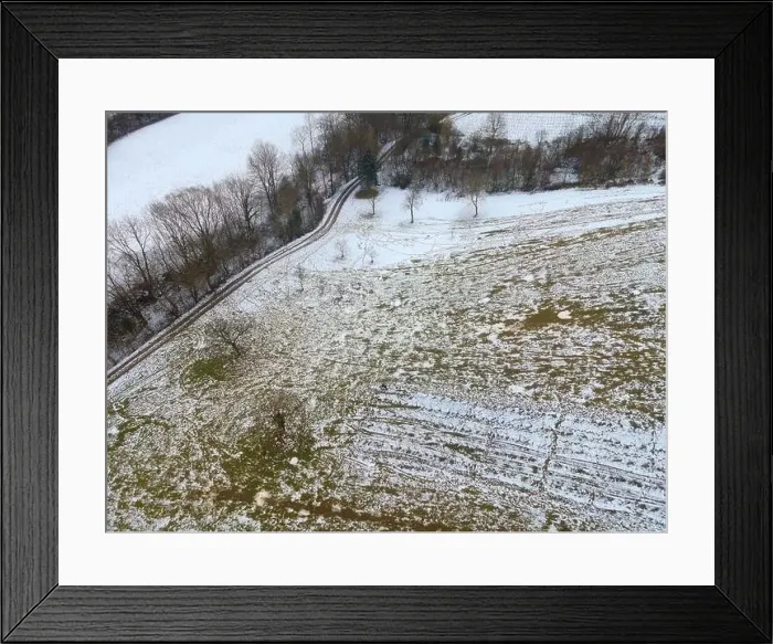 Framed Print : drone flight over landscape with very little snow Framed Print : drone flight over landscape with very little snow