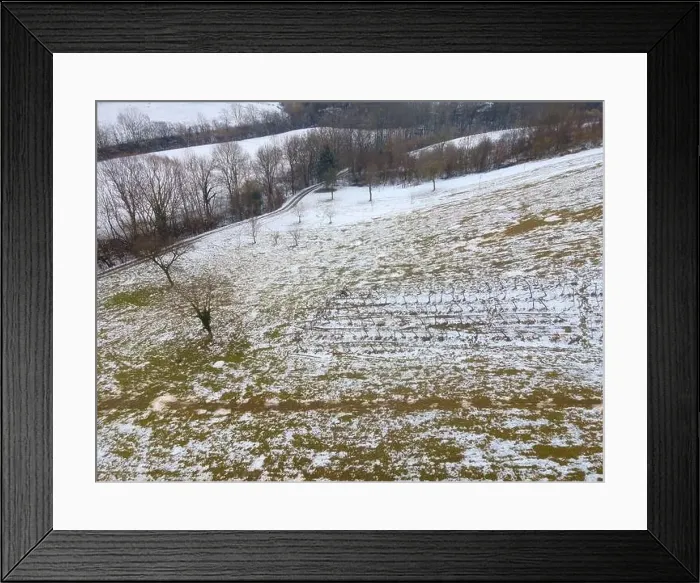 Framed Print : drone flight over landscape with very little snow Framed Print : drone flight over landscape with very little snow