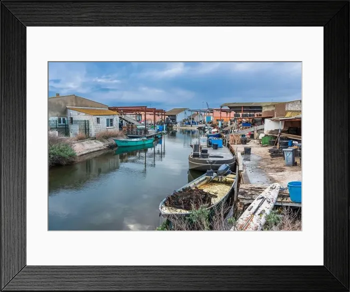 Framed Print : View of the Mourre Blanc oyster farms near Mèze, Occitanie, France Framed Print : View of the Mourre Blanc oyster farms near Mèze, Occitanie, France
