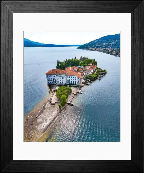 Framed Print : Aerial view of Isola Bella, in Isole Borromee archipelago in Lake Maggiore, Italy Framed Print : Aerial view of Isola Bella, in Isole Borromee archipelago in Lake Maggiore, Italy