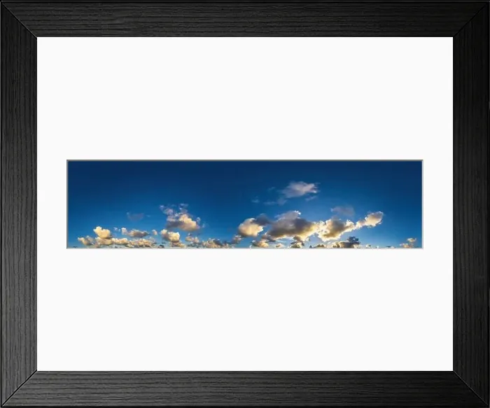 Framed Print : Dark blue sunset sky panorama with Cumulus clouds Framed Print : Dark blue sunset sky panorama with Cumulus clouds