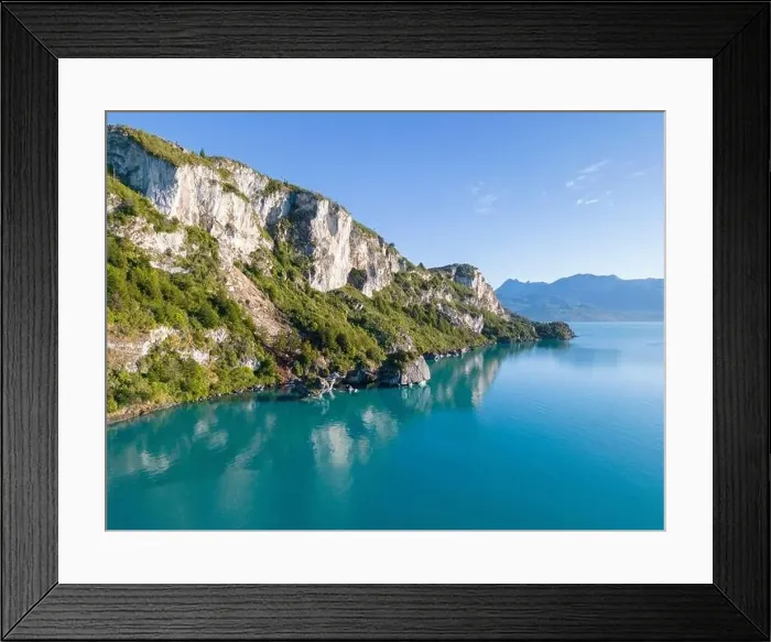 Framed Print : Aerial view of the picturesque Marble Caves near Puerto Rio Tranquilo - Lago General Carrera, Chile Framed Print : Aerial view of the picturesque Marble Caves near Puerto Rio Tranquilo - Lago General Carrera, Chile