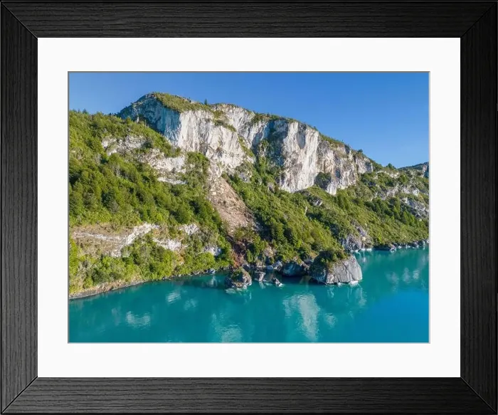 Framed Print : Aerial view of the picturesque Marble Caves near Puerto Rio Tranquilo - Lago General Carrera, Chile Framed Print : Aerial view of the picturesque Marble Caves near Puerto Rio Tranquilo - Lago General Carrera, Chile