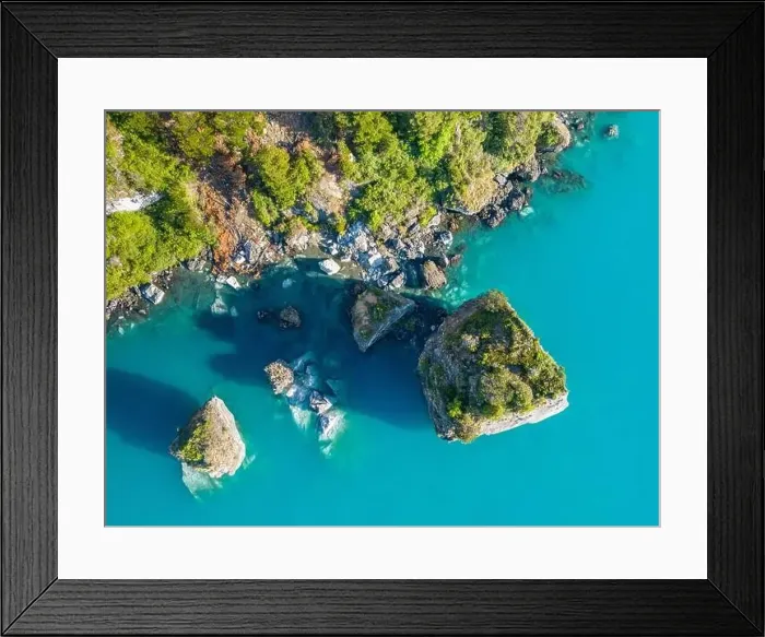 Framed Print : Aerial view of the picturesque Marble Caves near Puerto Rio Tranquilo - Lago General Carrera, Chile Framed Print : Aerial view of the picturesque Marble Caves near Puerto Rio Tranquilo - Lago General Carrera, Chile