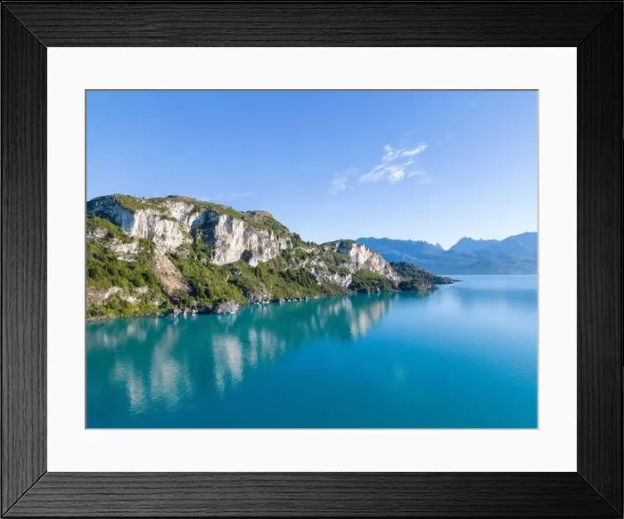 Framed Print : Aerial view of the picturesque Marble Caves near Puerto Rio Tranquilo - Lago General Carrera, Chile Framed Print : Aerial view of the picturesque Marble Caves near Puerto Rio Tranquilo - Lago General Carrera, Chile