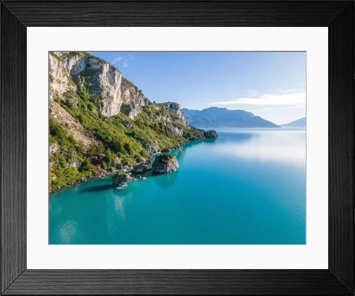 Framed Print : Aerial view of the picturesque Marble Caves near Puerto Rio Tranquilo - Lago General Carrera, Chile