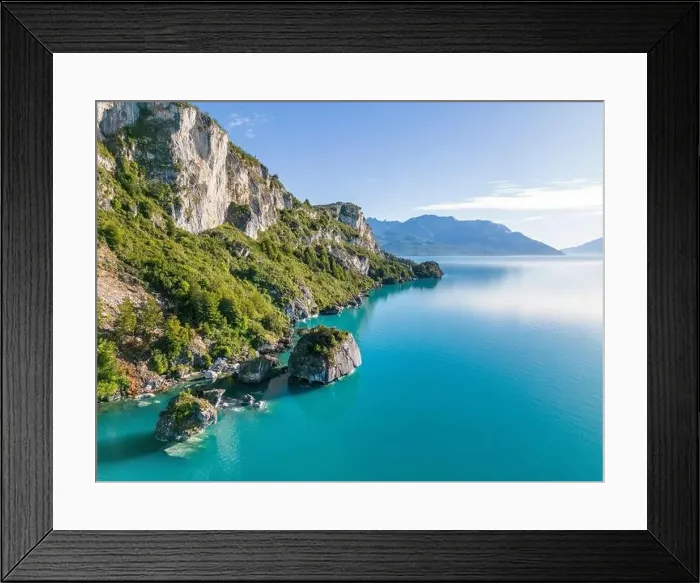 Framed Print : Aerial view of the picturesque Marble Caves near Puerto Rio Tranquilo - Lago General Carrera, Chile Framed Print : Aerial view of the picturesque Marble Caves near Puerto Rio Tranquilo - Lago General Carrera, Chile