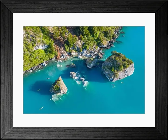 Framed Print : Aerial view of the picturesque Marble Caves near Puerto Rio Tranquilo - Lago General Carrera, Chile Framed Print : Aerial view of the picturesque Marble Caves near Puerto Rio Tranquilo - Lago General Carrera, Chile