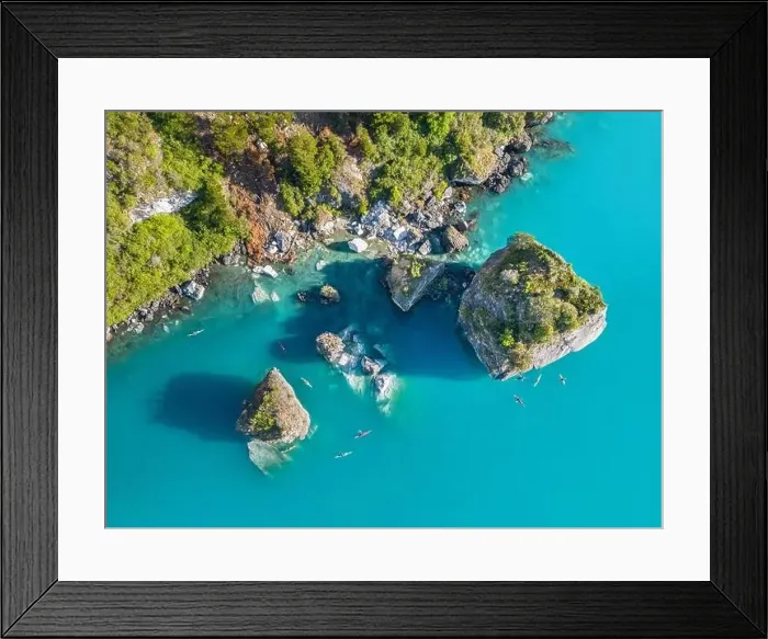 Framed Print : Aerial view of the picturesque Marble Caves near Puerto Rio Tranquilo - Lago General Carrera, Chile Framed Print : Aerial view of the picturesque Marble Caves near Puerto Rio Tranquilo - Lago General Carrera, Chile