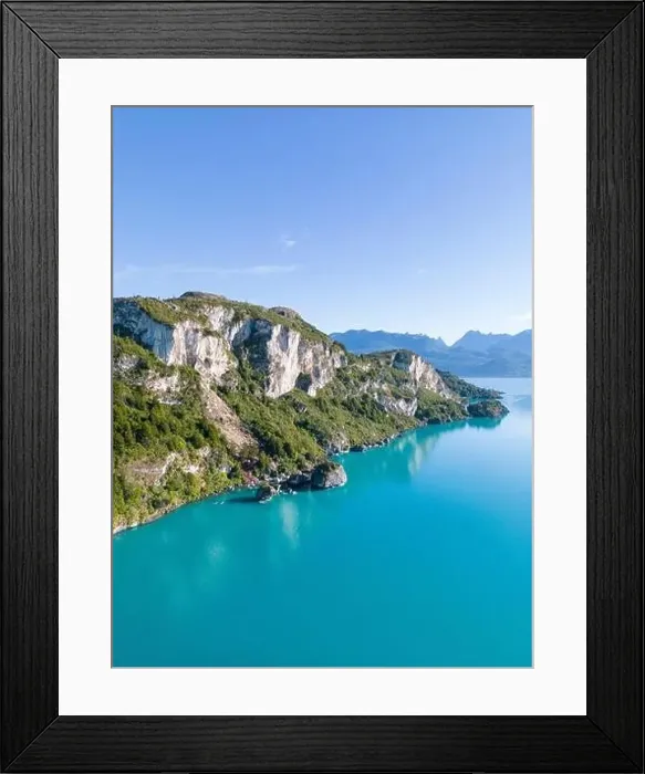 Framed Print : Aerial view of the picturesque Marble Caves near Puerto Rio Tranquilo - Lago General Carrera, Chile Framed Print : Aerial view of the picturesque Marble Caves near Puerto Rio Tranquilo - Lago General Carrera, Chile