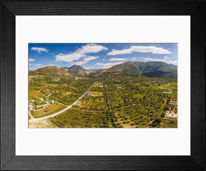 Framed Print : Large panorama of 7 km long beach in village Borsh, Albania in Summer 2022 Framed Print : Large panorama of 7 km long beach in village Borsh, Albania in Summer 2022