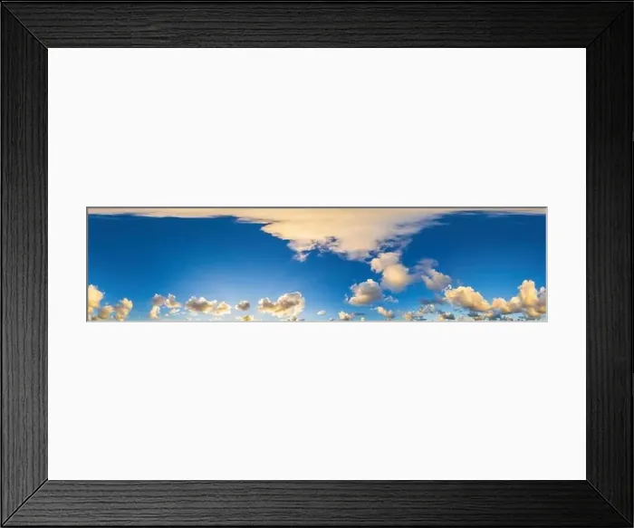 Framed Print : Dark blue sunset sky panorama with Cumulus clouds Framed Print : Dark blue sunset sky panorama with Cumulus clouds