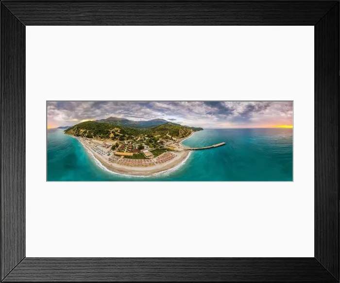 Framed Print : Large panorama aerial view of Bunec Beach area in Summer 2022, Albania Framed Print : Large panorama aerial view of Bunec Beach area in Summer 2022, Albania