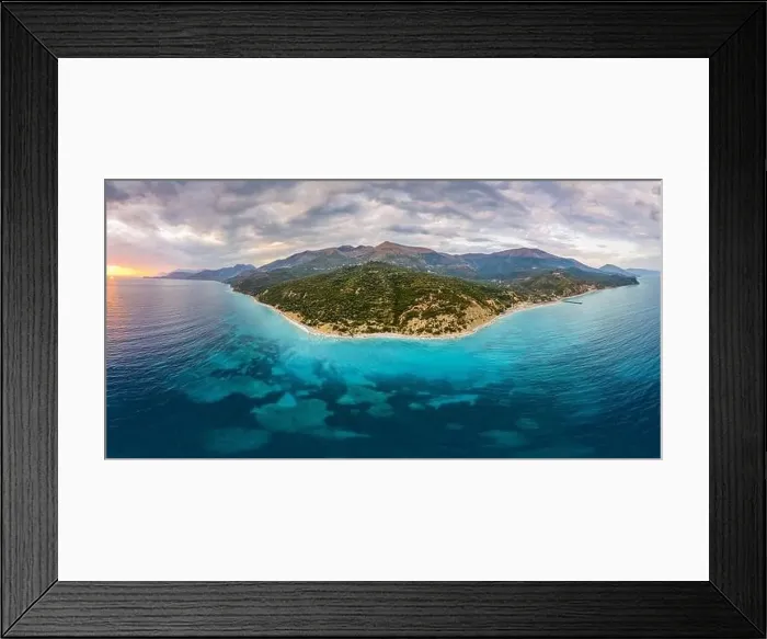 Framed Print : Large panorama aerial view of Bunec Beach area in Summer 2022, Albania Framed Print : Large panorama aerial view of Bunec Beach area in Summer 2022, Albania