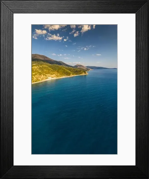 Framed Print : Large panorama aerial view of Bunec Beach area in Summer 2022, Albania Framed Print : Large panorama aerial view of Bunec Beach area in Summer 2022, Albania