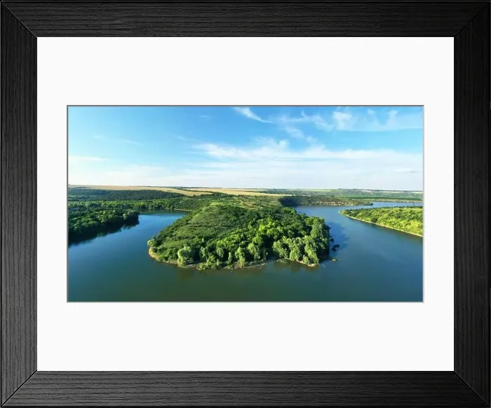 Framed Print : The channel and bends of the river, on a marshy meadow. Orange dry grass, scorched by the summer heat, and morning fog Framed Print : The channel and bends of the river, on a marshy meadow. Orange dry grass, scorched by the summer heat, and morning fog