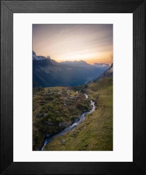 Framed Print : Sun walk in the mountains taken with the drone Framed Print : Sun walk in the mountains taken with the drone