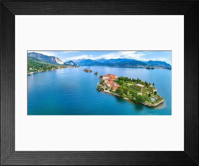 Framed Print : Aerial view of Isola Bella, in Isole Borromee archipelago in Lake Maggiore, Italy Framed Print : Aerial view of Isola Bella, in Isole Borromee archipelago in Lake Maggiore, Italy
